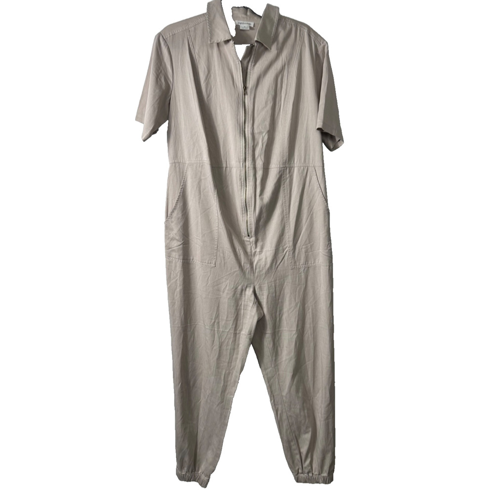 Ingred & Isabel Maternity Short Sleeve Utility Jumpsuit Sz M Cotton Lyocell D50